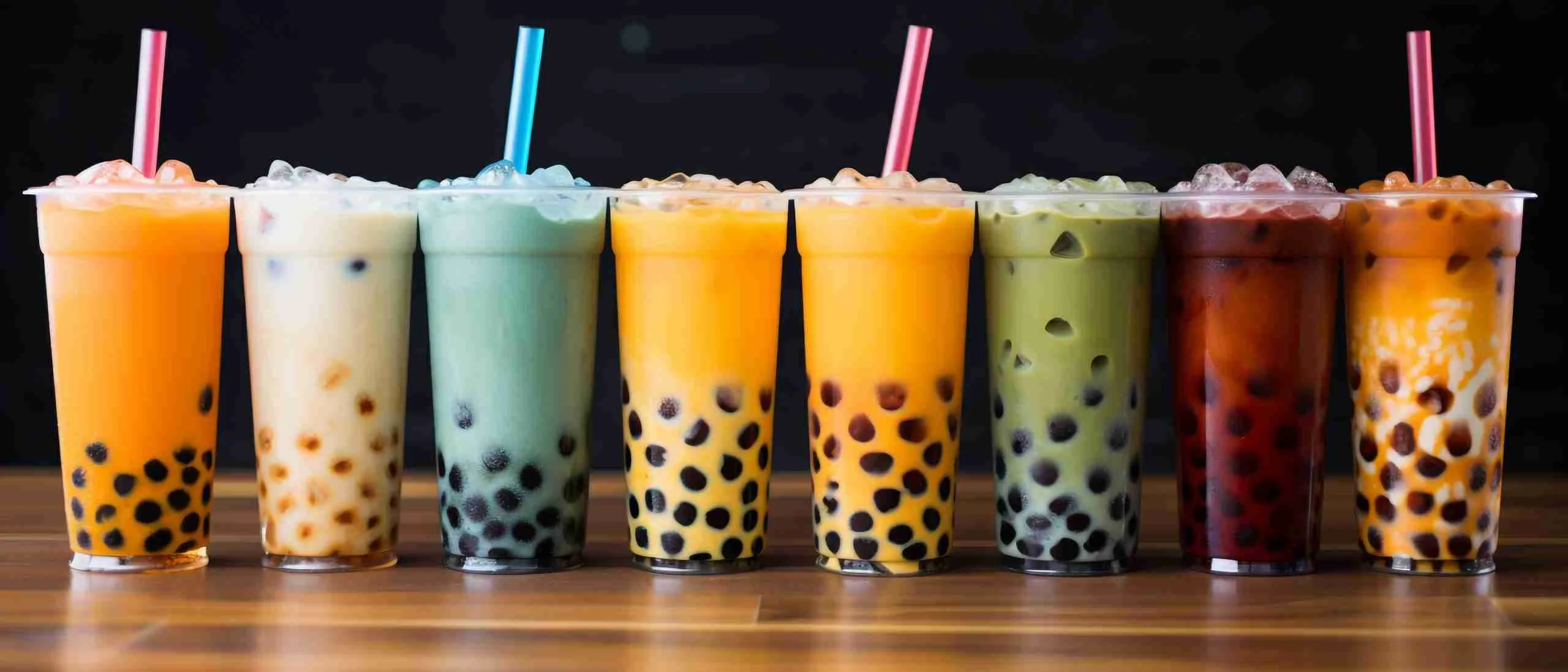 Assortment of fresh boba on black background Assortment of fresh boba on black background